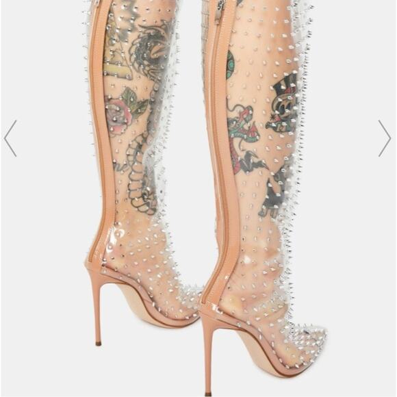 STEVE MADDEN Vava Over The Knee OTK Boots Clear Studded - Picture 3 of 11